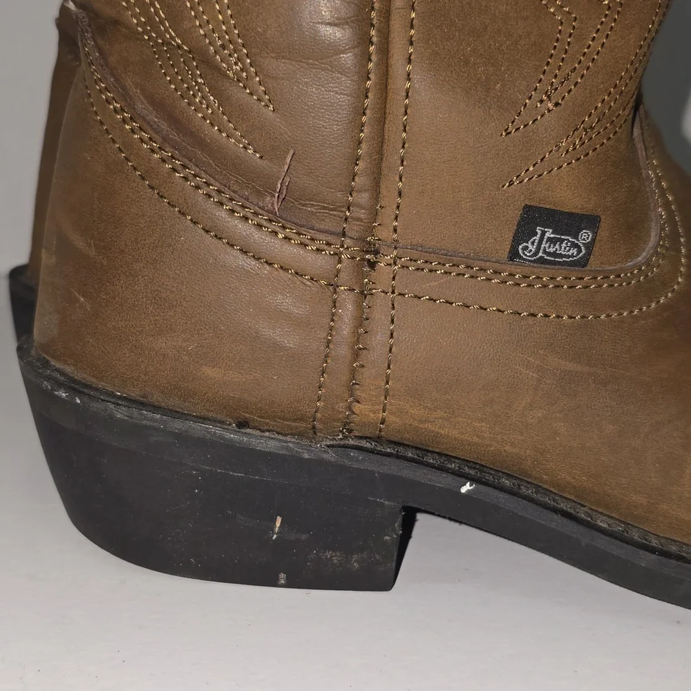 Justin Men's Brown Cowboy Boots Size 9.5D Style JB1100 - Picture 13 of 15
